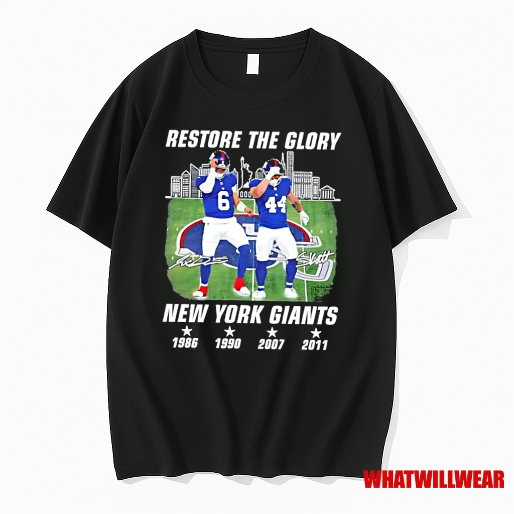 Restore The Glory New York Giants Jaxson Dart And Cam Skattebo Dance Signatures Shirts