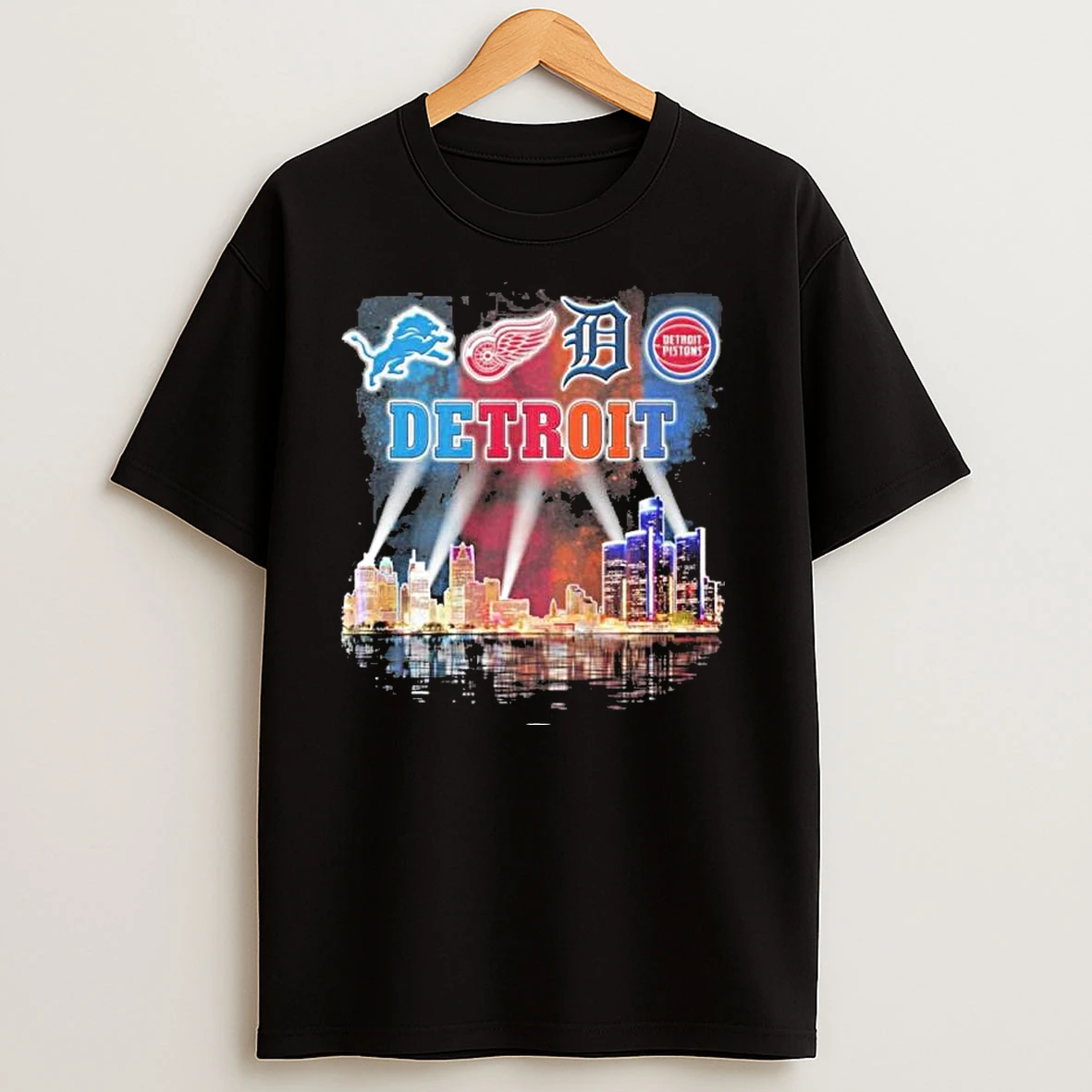 Retro City Of Detroit Sports Teams Logo T Shirts
