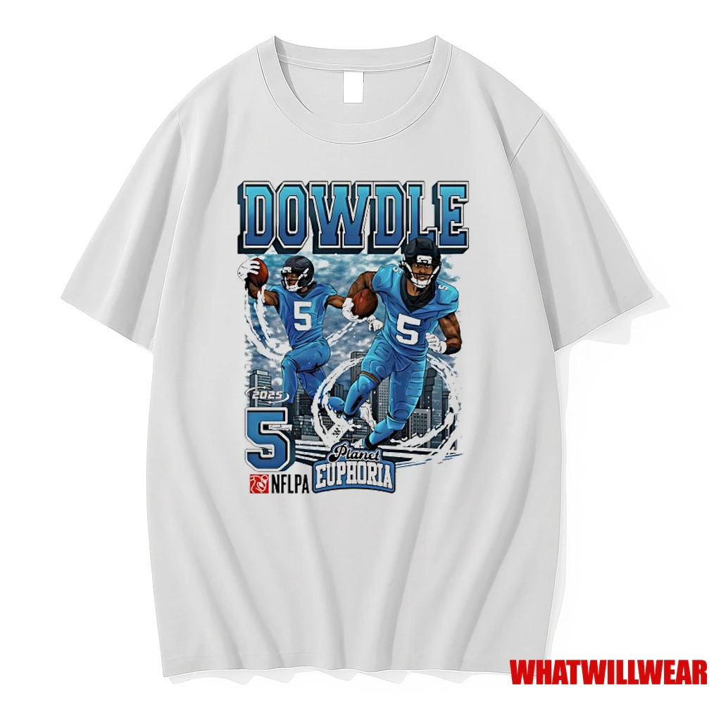 Rico Dowdle 5 Carolina Panthers 2025 Player Collage Graphic Shirts