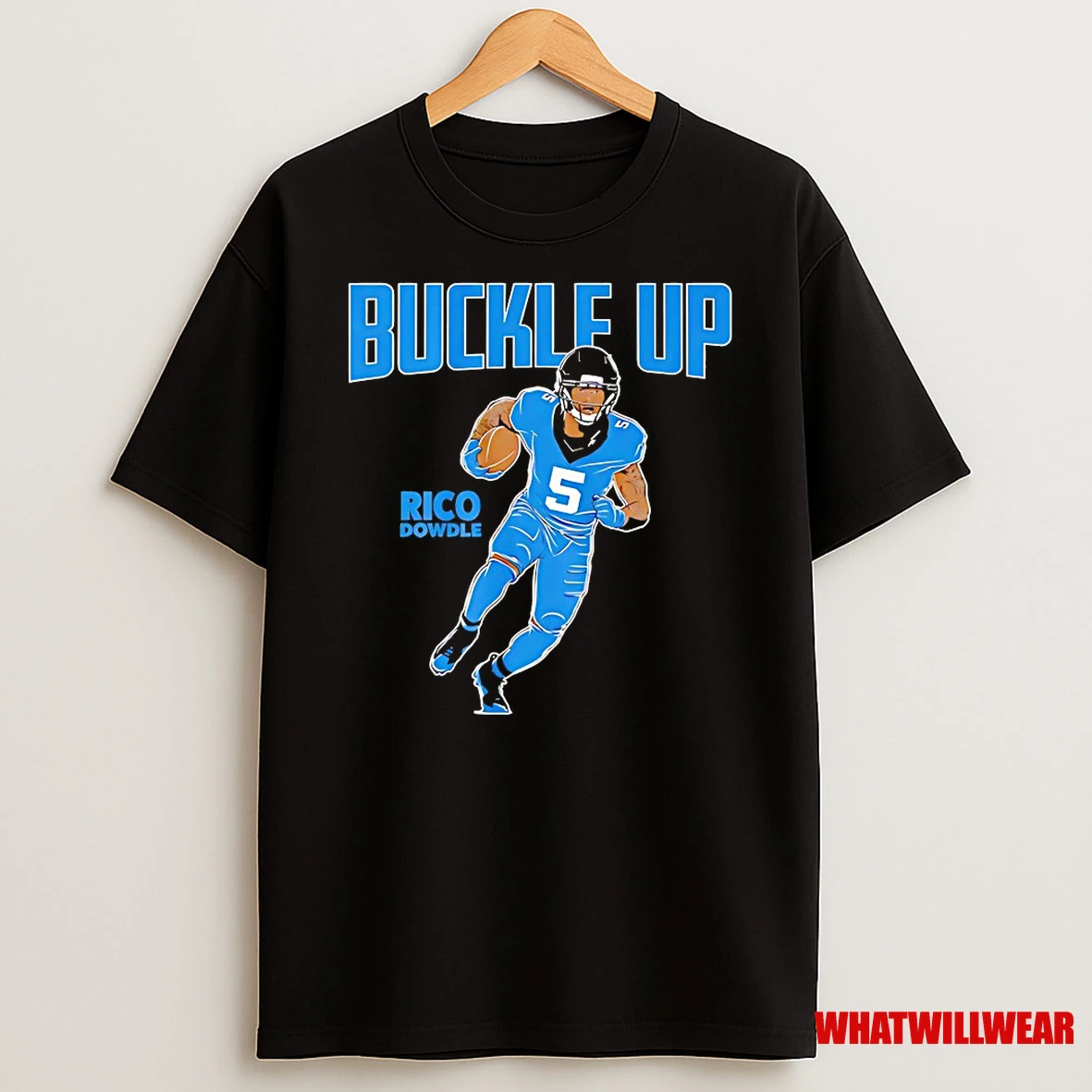 Rico Dowdle Carolina Panthers Buckle Up Shirts