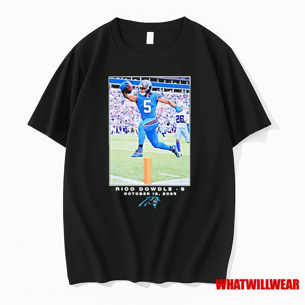Rico Dowdle Carolina Panthers Football 2025 Photo Shirts