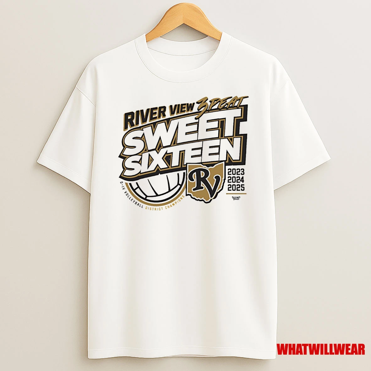 River View Volleyball District Champions 2025 3 Peat Sweet Sixteen D Iv Volleyball District Champions Shirts
