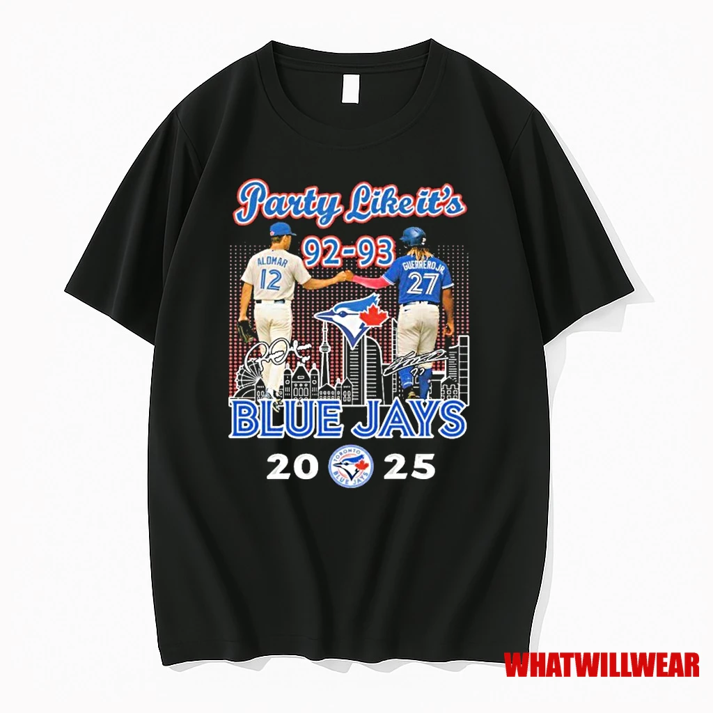 Roberto Alomar And Vladimir Guerrero Jr Toronto Blue Jays Party Like Its Season 92 93 2025 Signatures Shirts