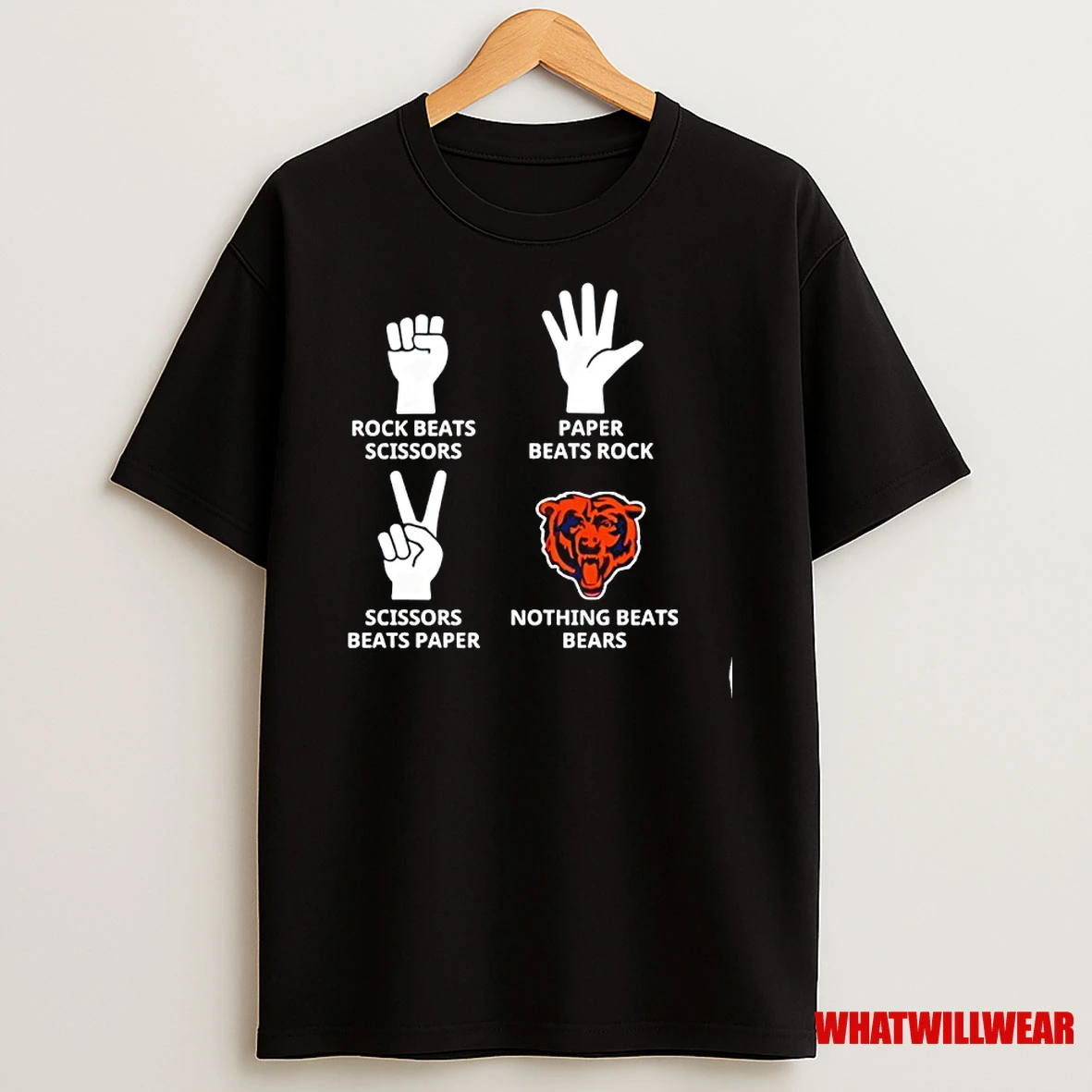 Rock Beats Scissors Paper Beats Rock Scissors Beats Paper Nothing Beats Bears Chicago Bears Shirts
