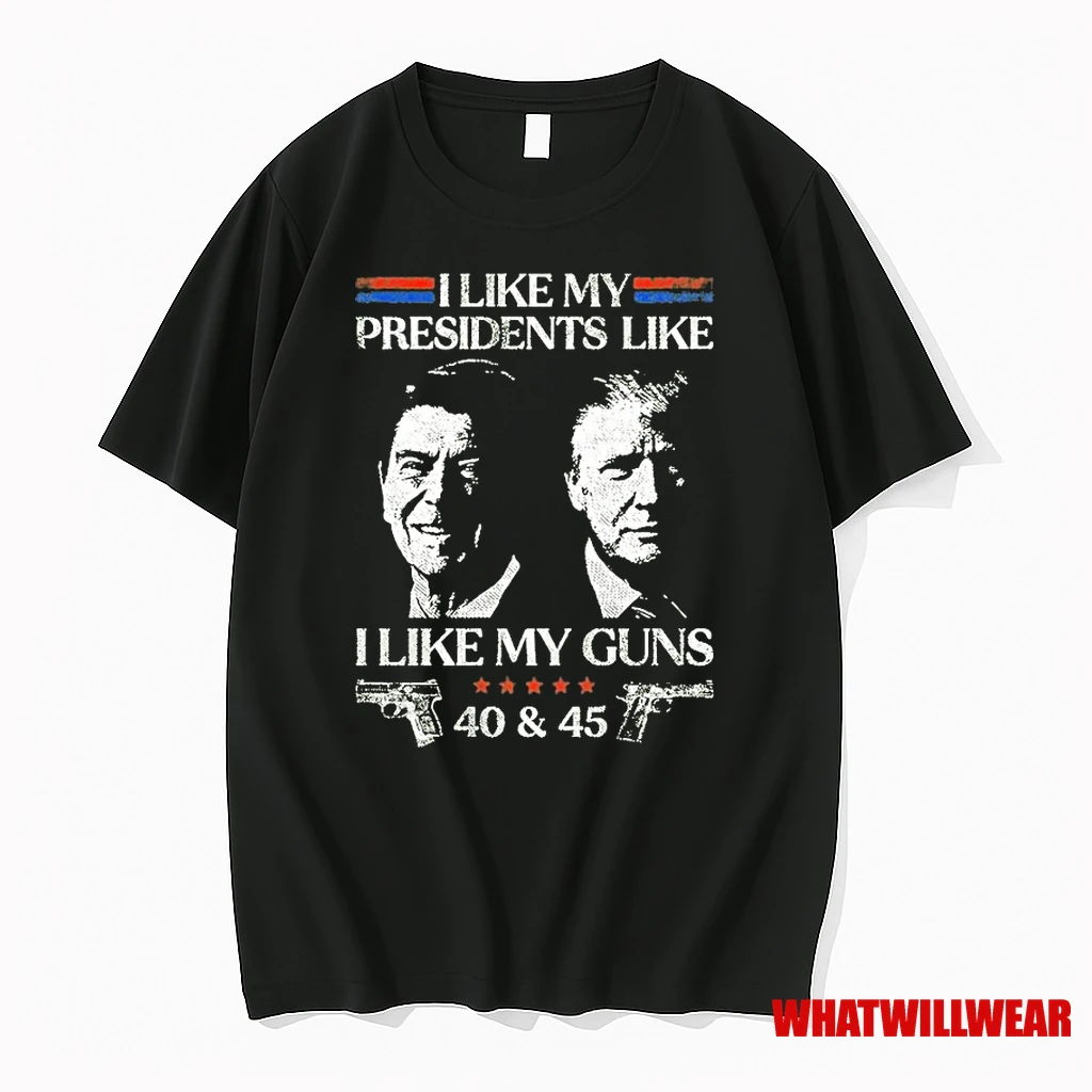 Ronald Reagan And Trump I Like My Presidents Like I Like My Guns 40 And 45 Shirts
