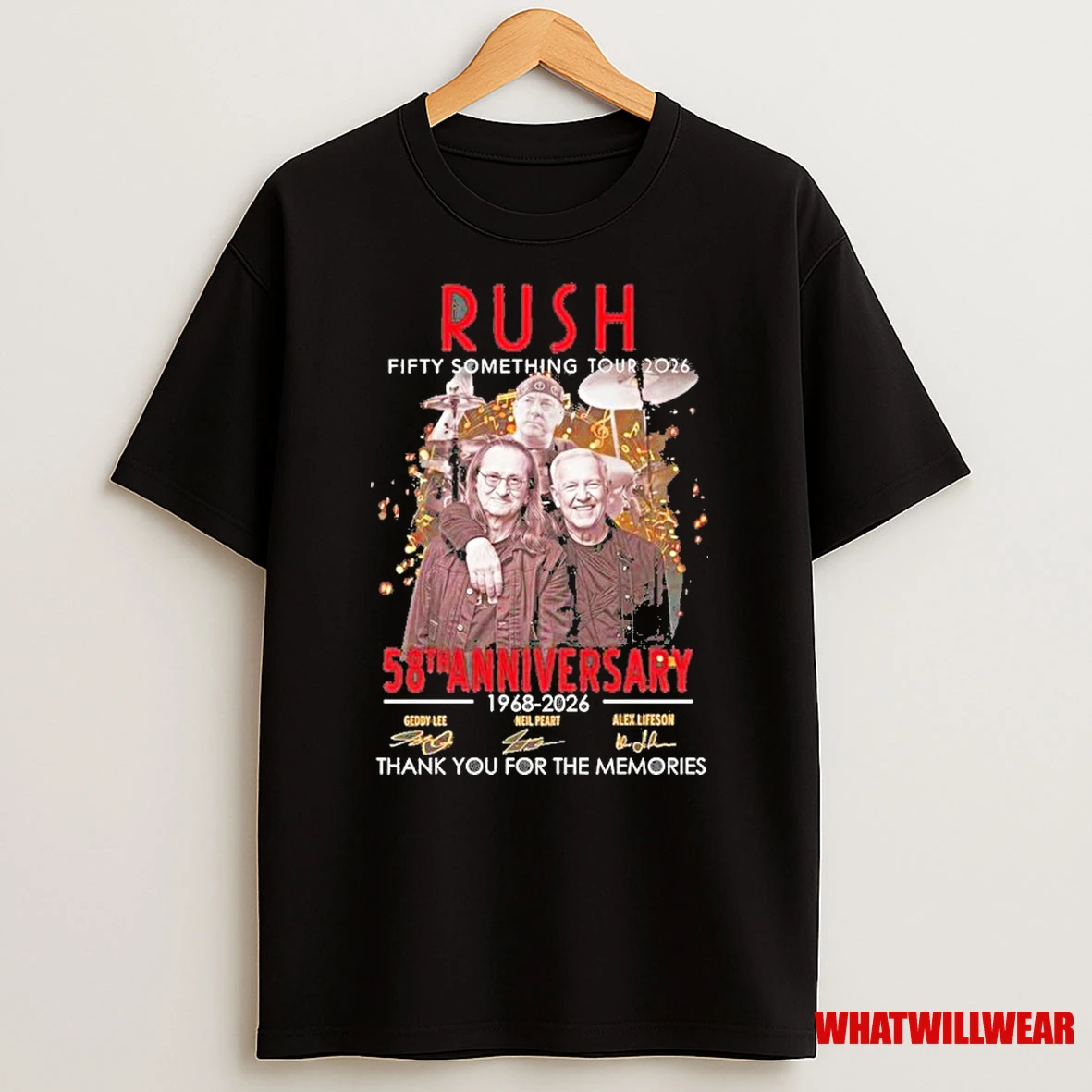 Rush Fifty Something Tour 2026 58th Anniversary 1968 2026 Thank You For The Memories Signatures Shirts