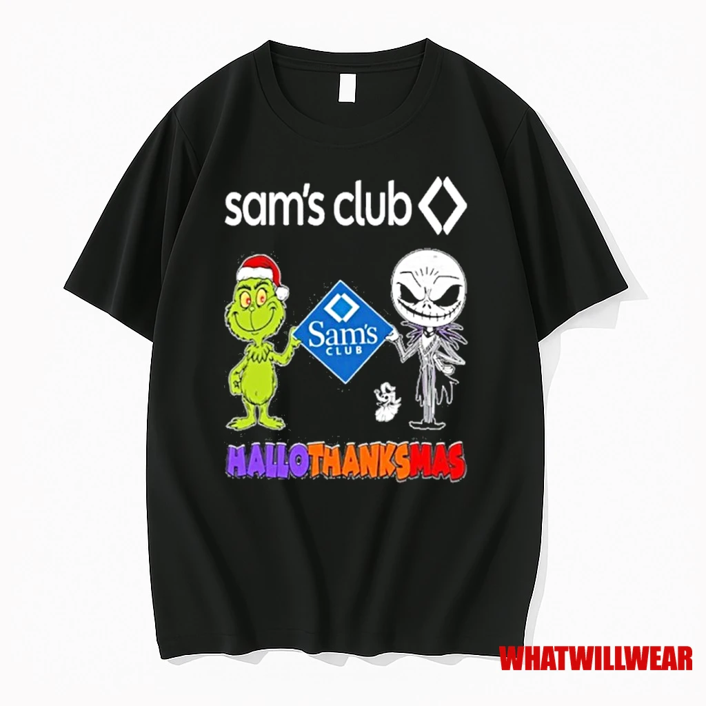 Sams Club Santa Grinch X Jack Friends Fist Bump Hallothanksmas Shirts