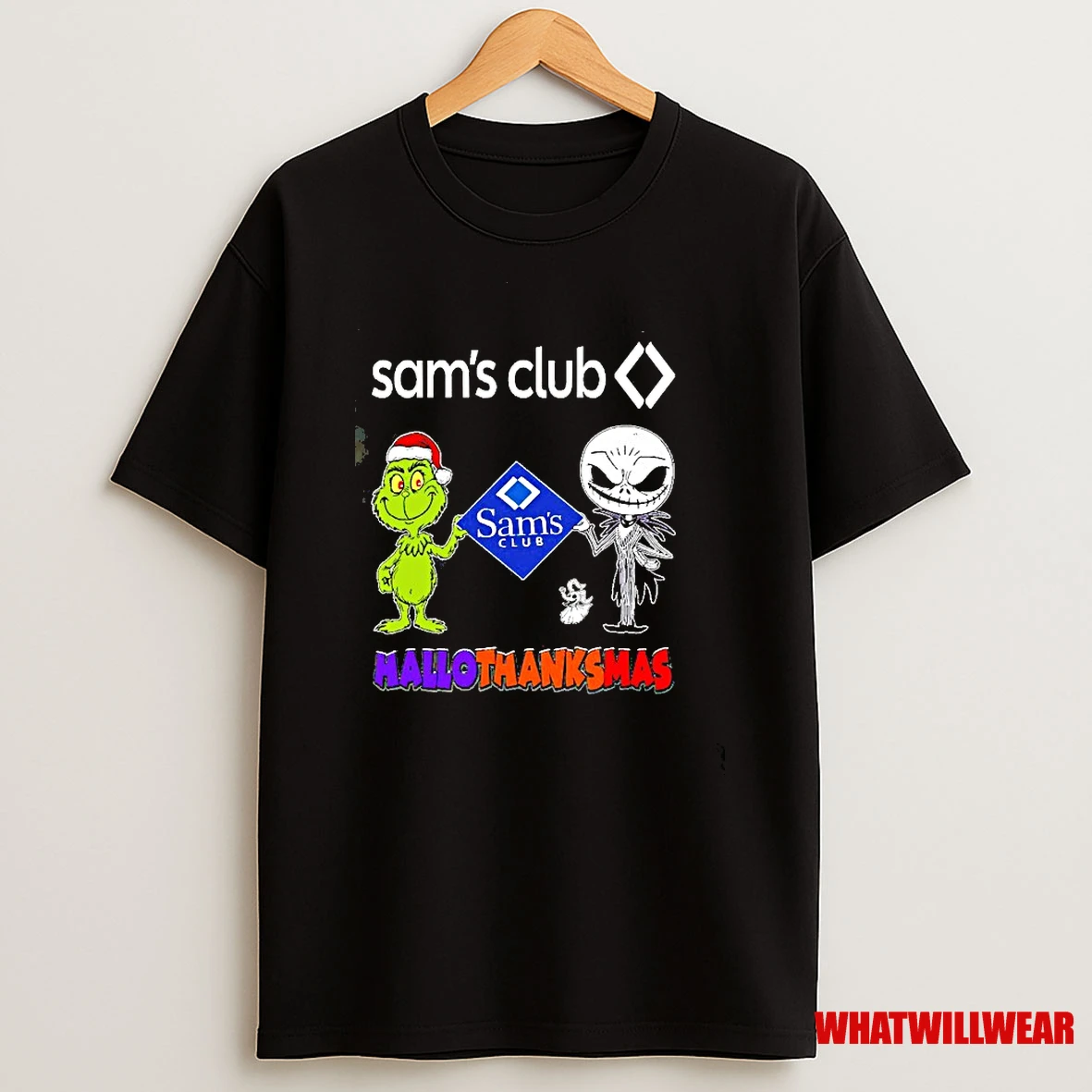 Sams Club Grinch And Jack Skellington Hallothanksmas Shirts