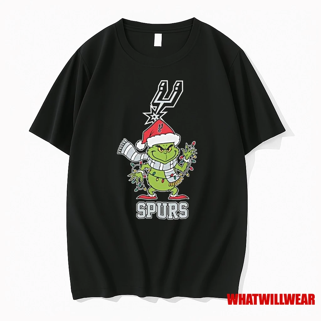 San Antonio Spurs X Grinch Santa Lights Christmas 2025 Shirts