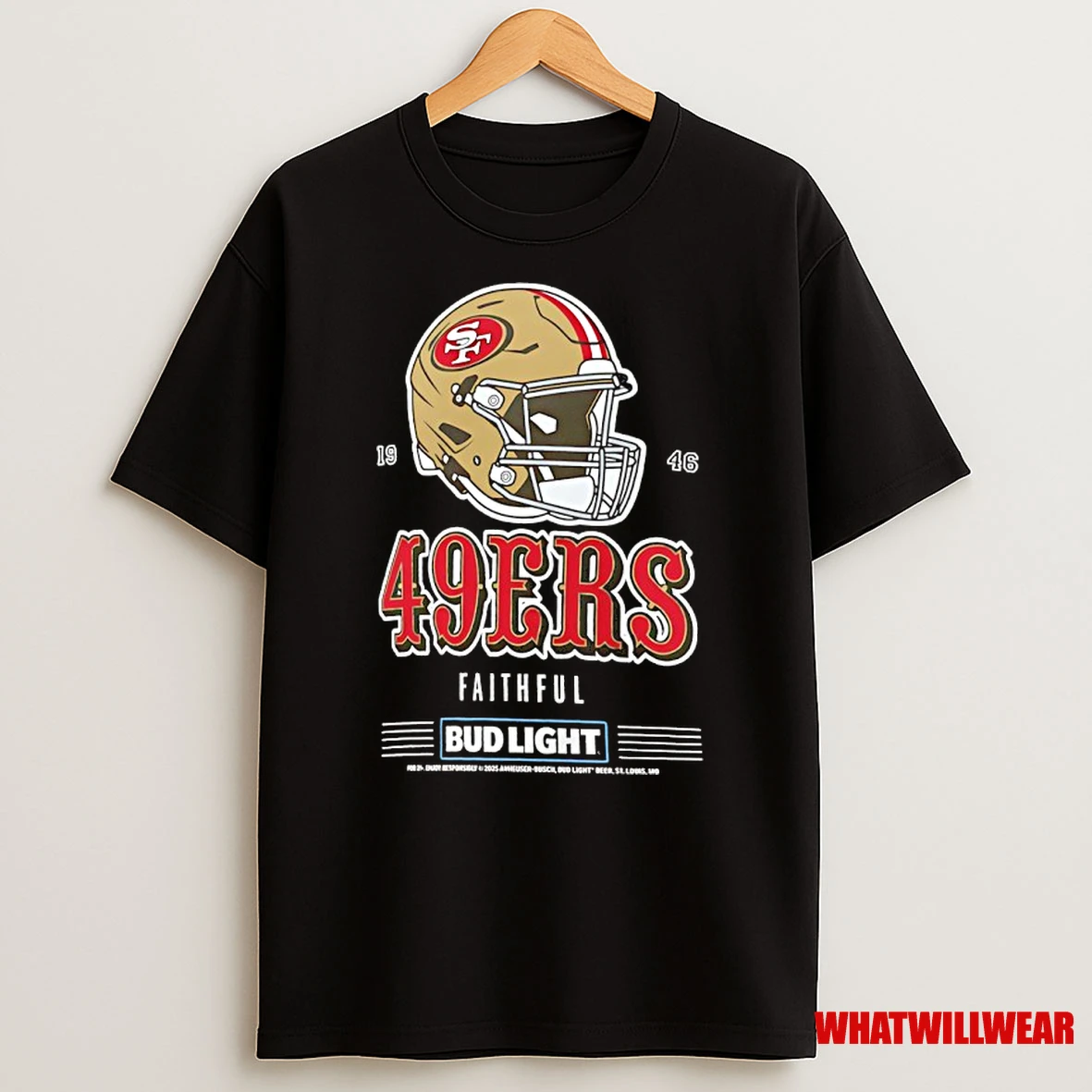 San Francisco 49ers Bud Light 1946 Faithful Football Helmet Shirts