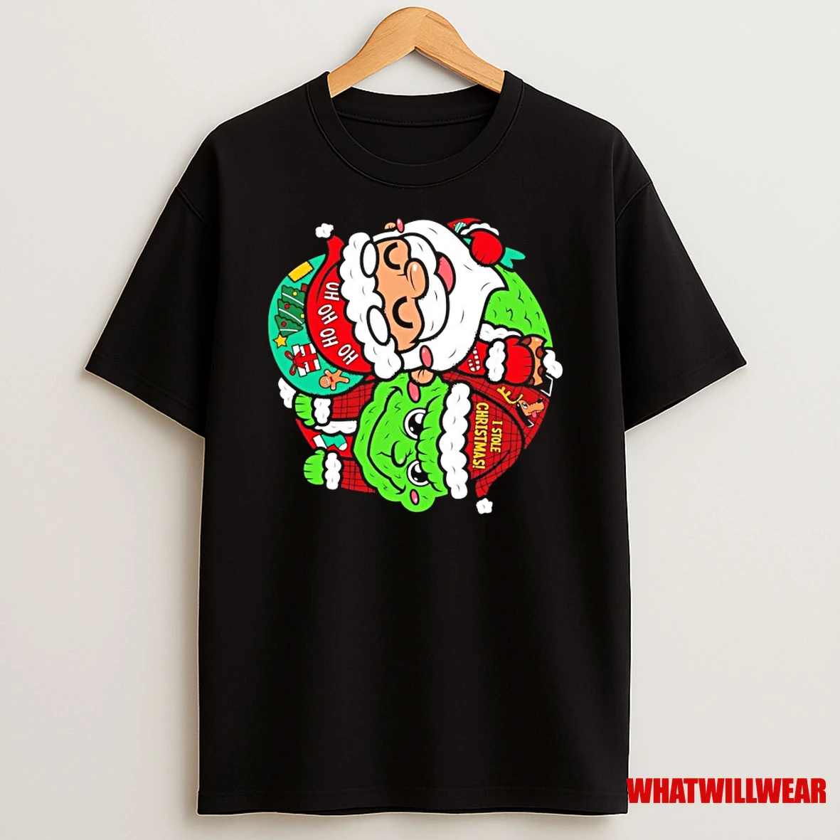 Santa Claus Ho Ho Ho Ho Grinch I Stole Christmas Yin Yang Xmas Shirts