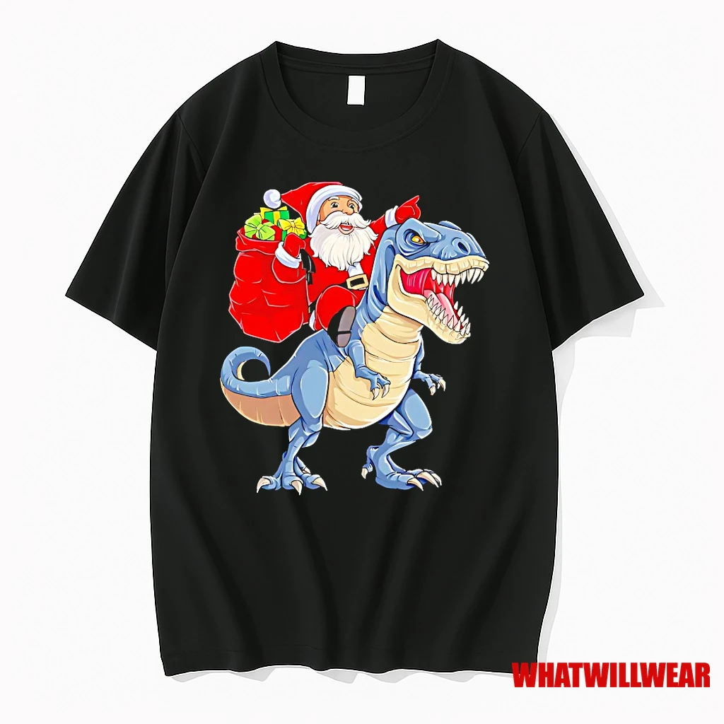 Santa Claus Riding T Rex Dinosaur Christmas Shirts