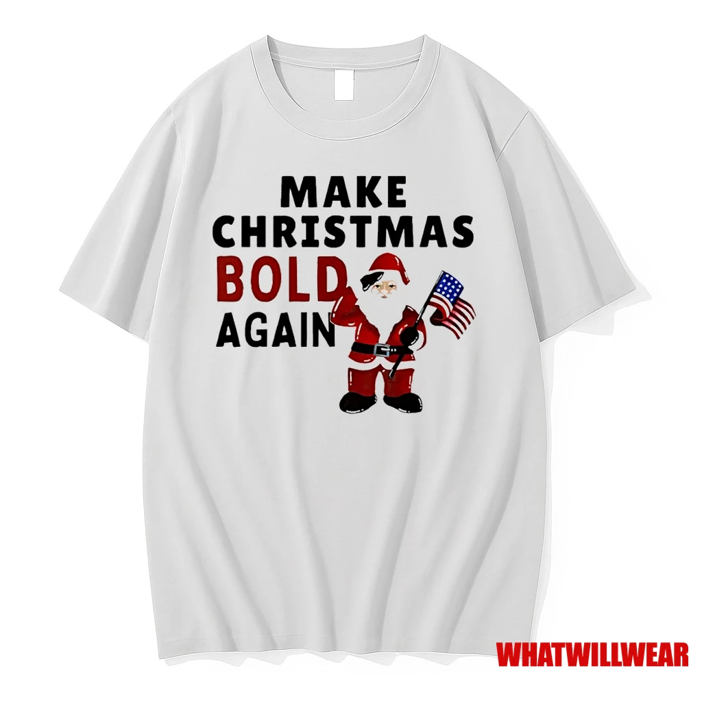 Santa Claus With American Flag Make Christmas Bold Again Shirts