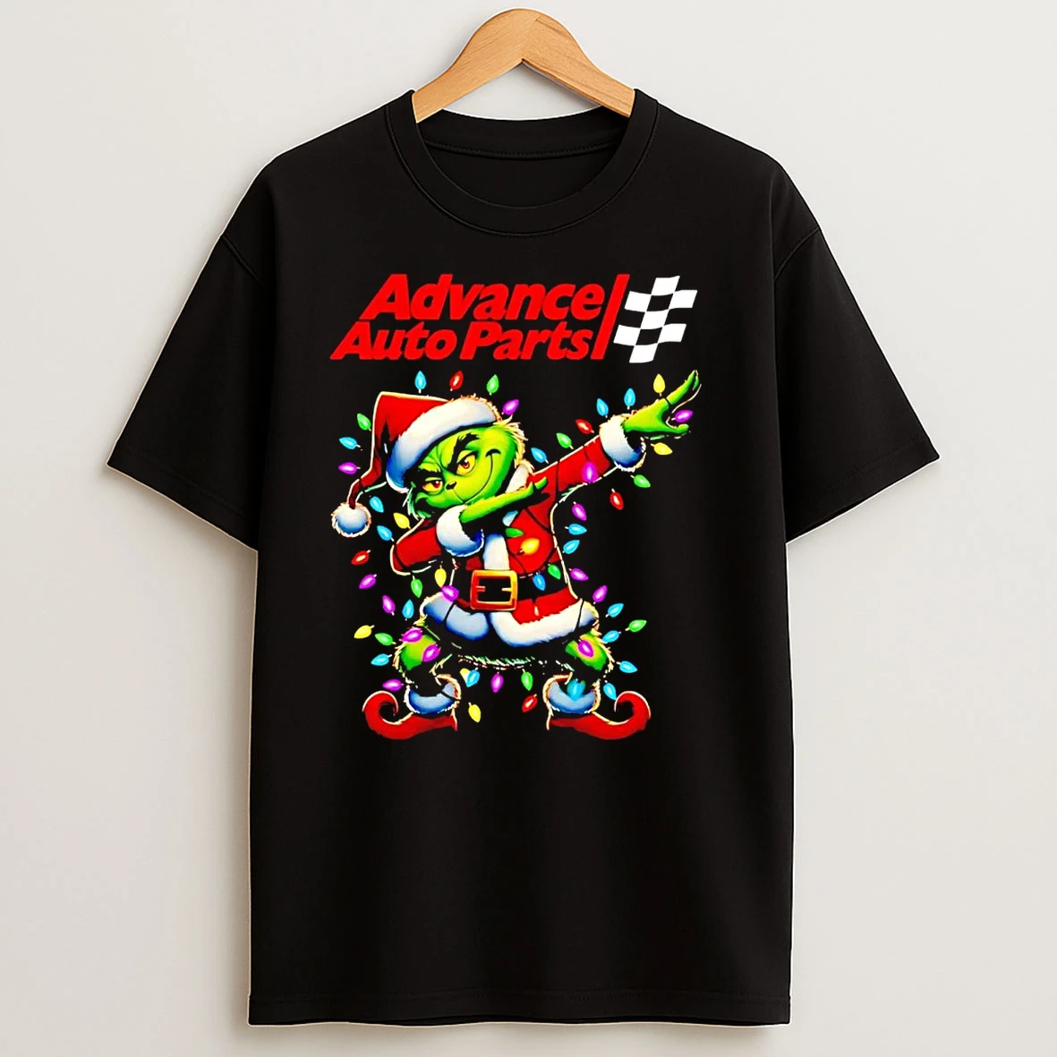 Santa Grinch Dabbing Advance Auto Parts Christmas Light T Shirts