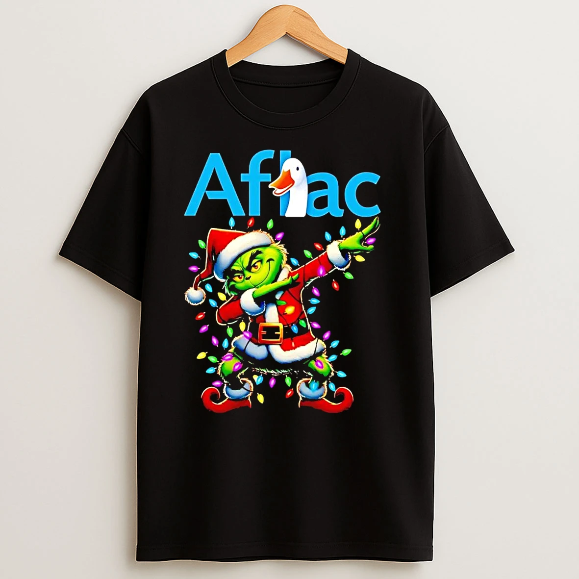 Santa Grinch Dabbing Aflac Christmas Light T Shirts