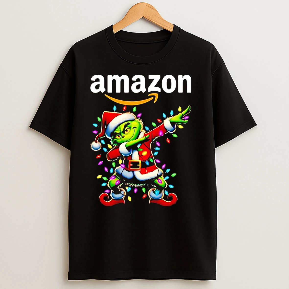Santa Grinch Dabbing Amazon Christmas Light T Shirts