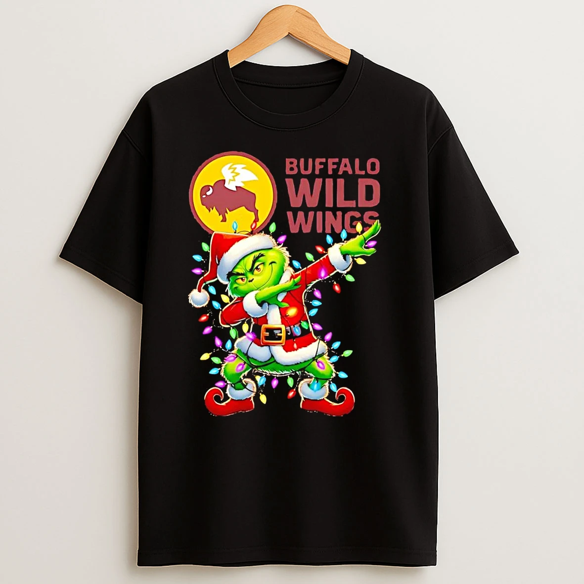 Santa Grinch Dabbing Buffalo Wild Wings Christmas Light T Shirts