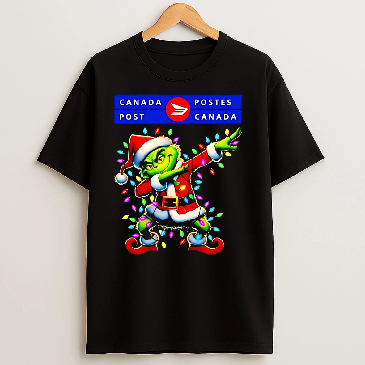 Santa Grinch Dabbing Canada Post Christmas Light T Shirts