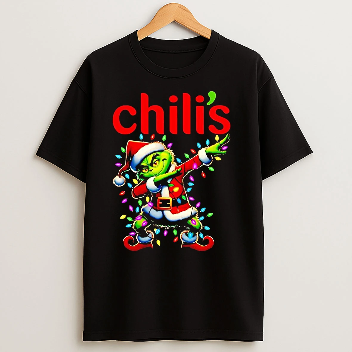 Santa Grinch Dabbing Chilis Christmas Light T Shirts