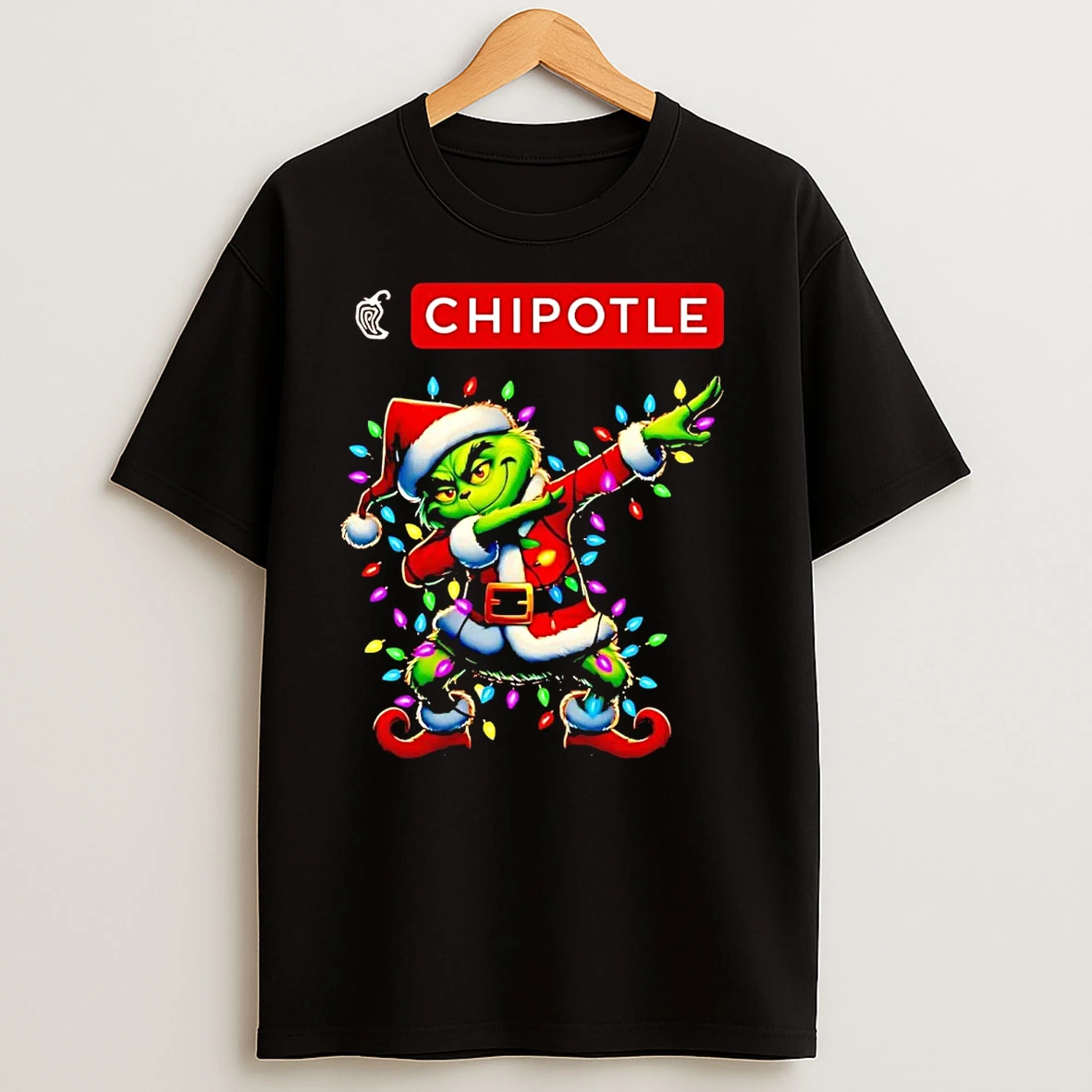 Santa Grinch Dabbing Chipotle Christmas Light T Shirts