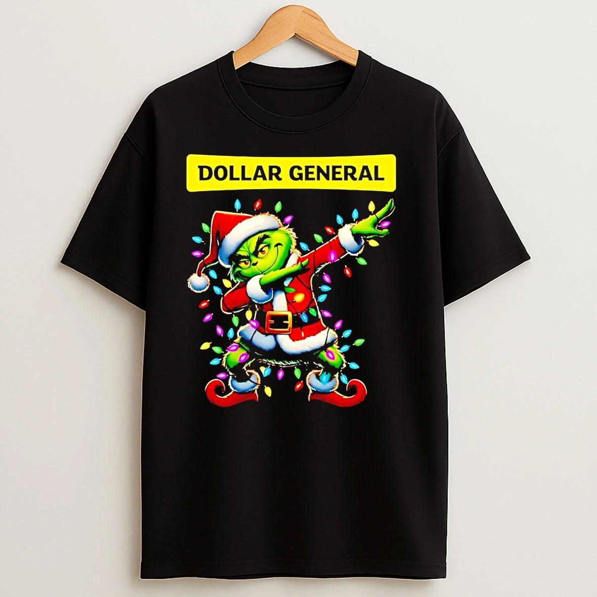 Santa Grinch Dabbing Dollar General Christmas Light T Shirts