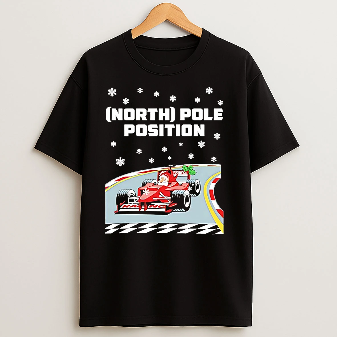 Santa North Pole Position F1 Christmas T Shirts