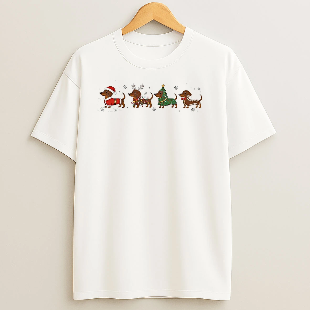 Santa Sausage Dogs Light Christmas T Shirts