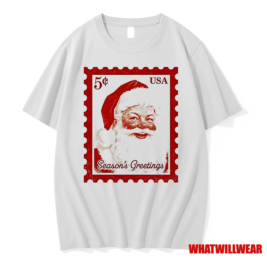 Santa Stamp Seasons Greetings Usa Chirstmas Shirts