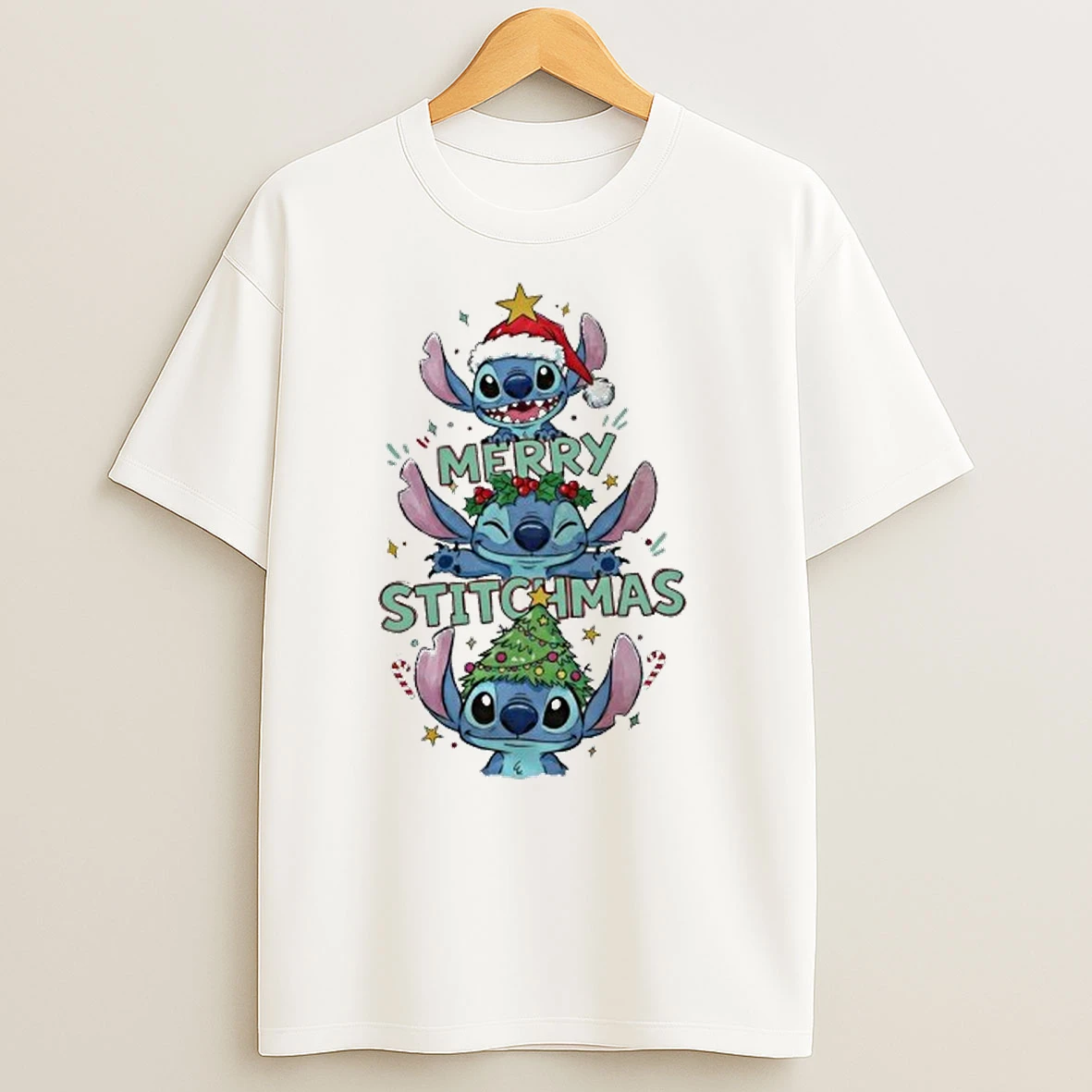 Santa Stitch Merry Stitchmas T Shirts