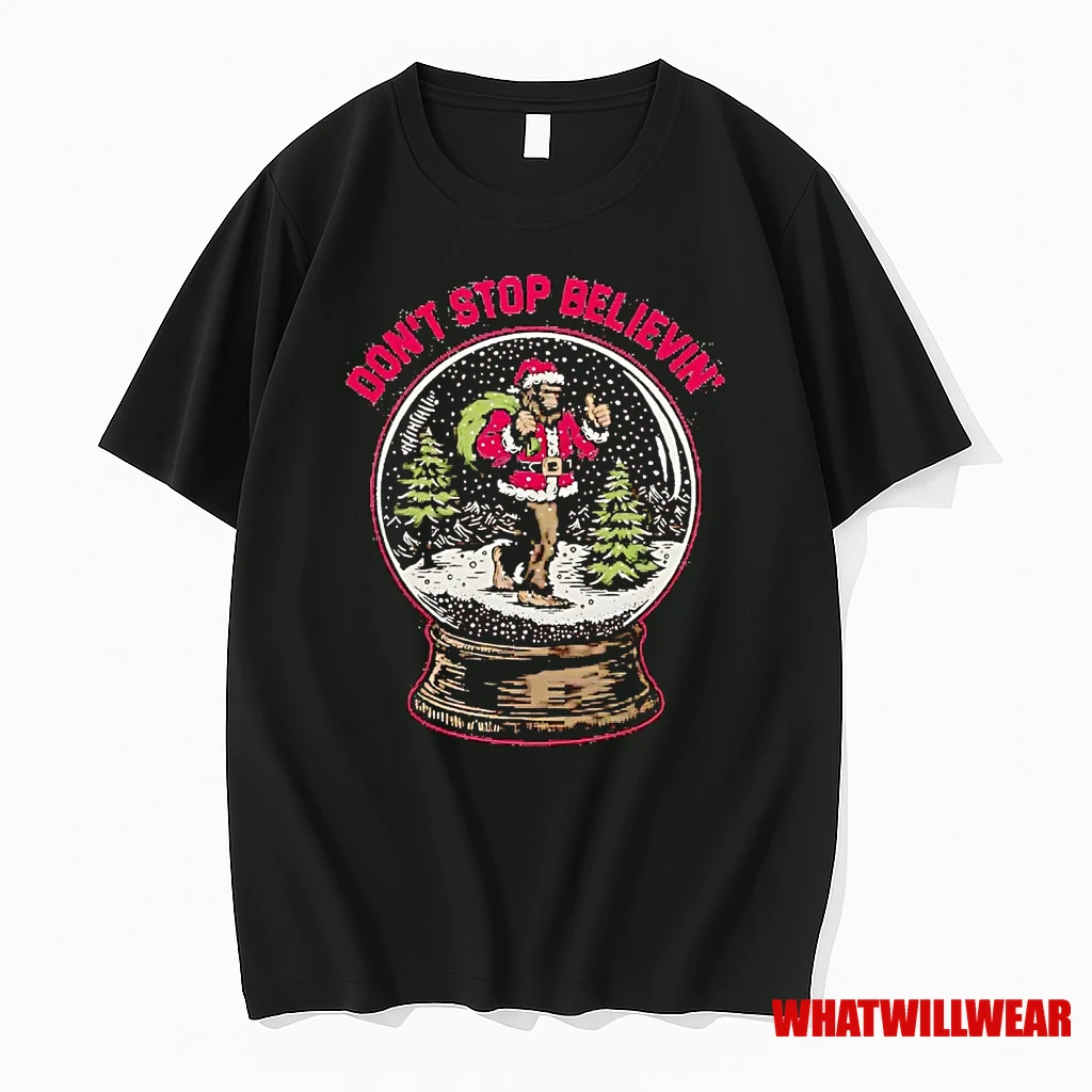 Santa Bigfoot Dont Stop Believin Christmas Shirts
