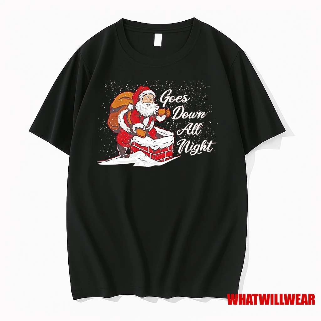 Santa Goes Down All Night Christmas Shirts