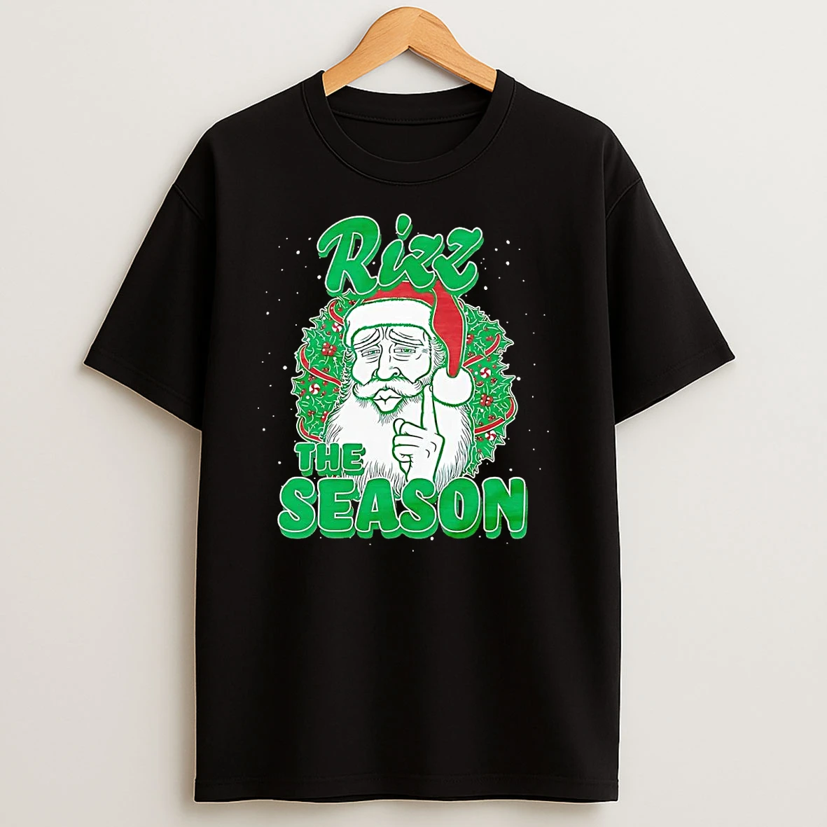 Santa Rizz The Season Christmas Wreath T Shirts
