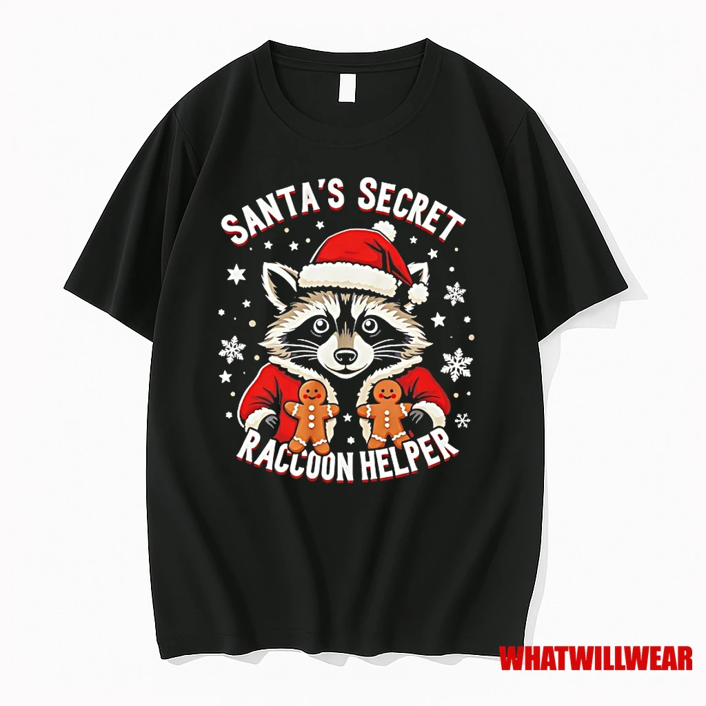 Santas Secret Raccoon Helper Christmas Shirts