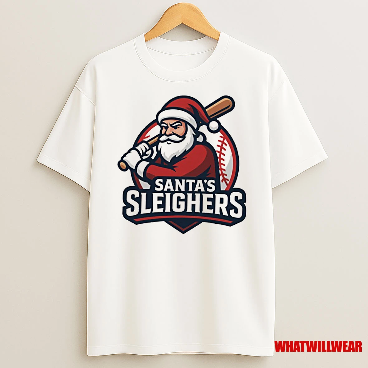 Santas Sleighers Christmas Baseball Shirts