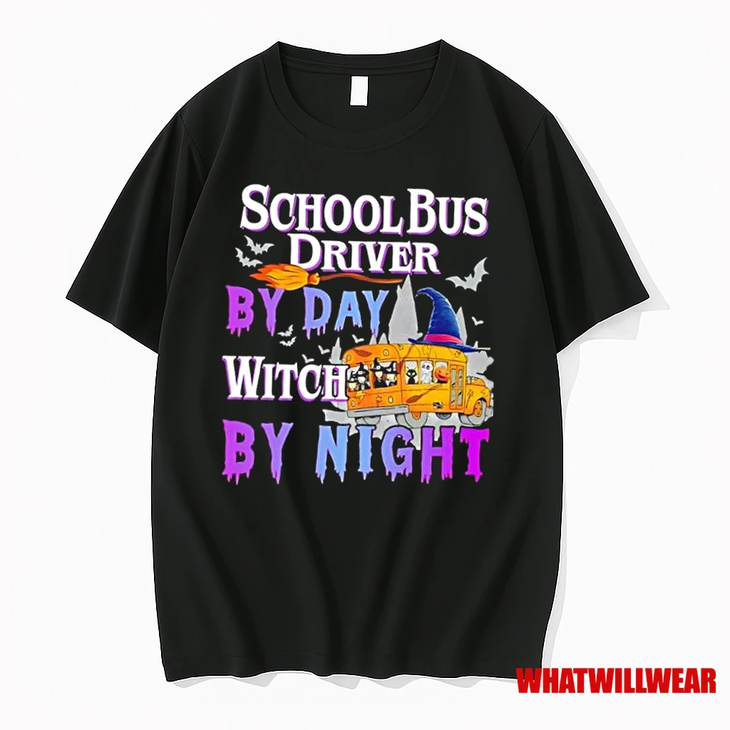 School Bus Driver By Day Witch By Night Halloween Shirts