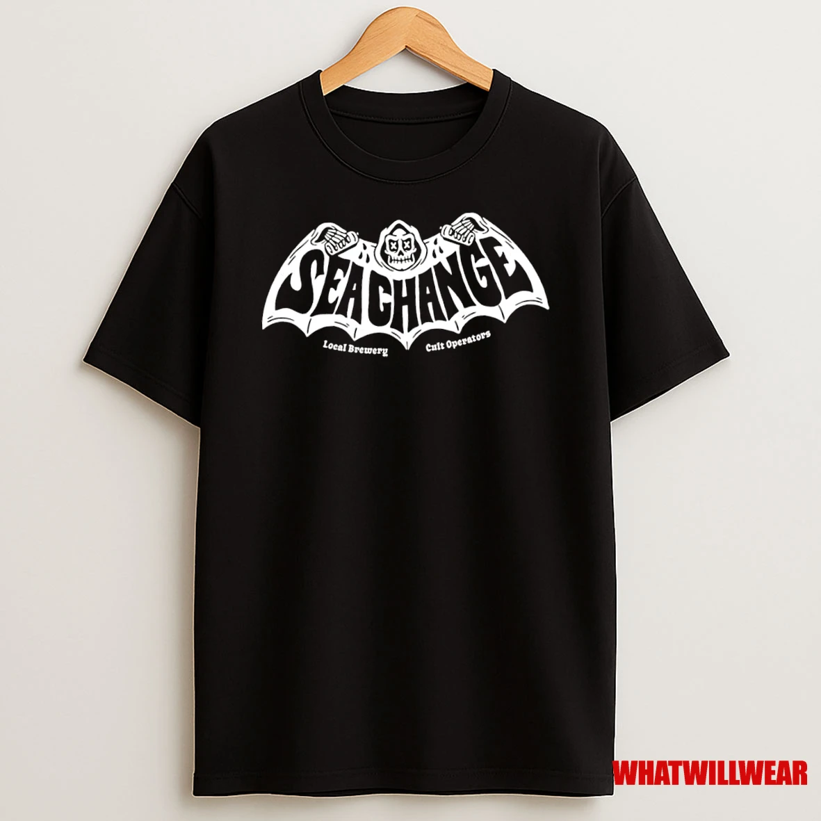Seachange Local Brewery Cult Operators Logo Skeleton Bat Shirts