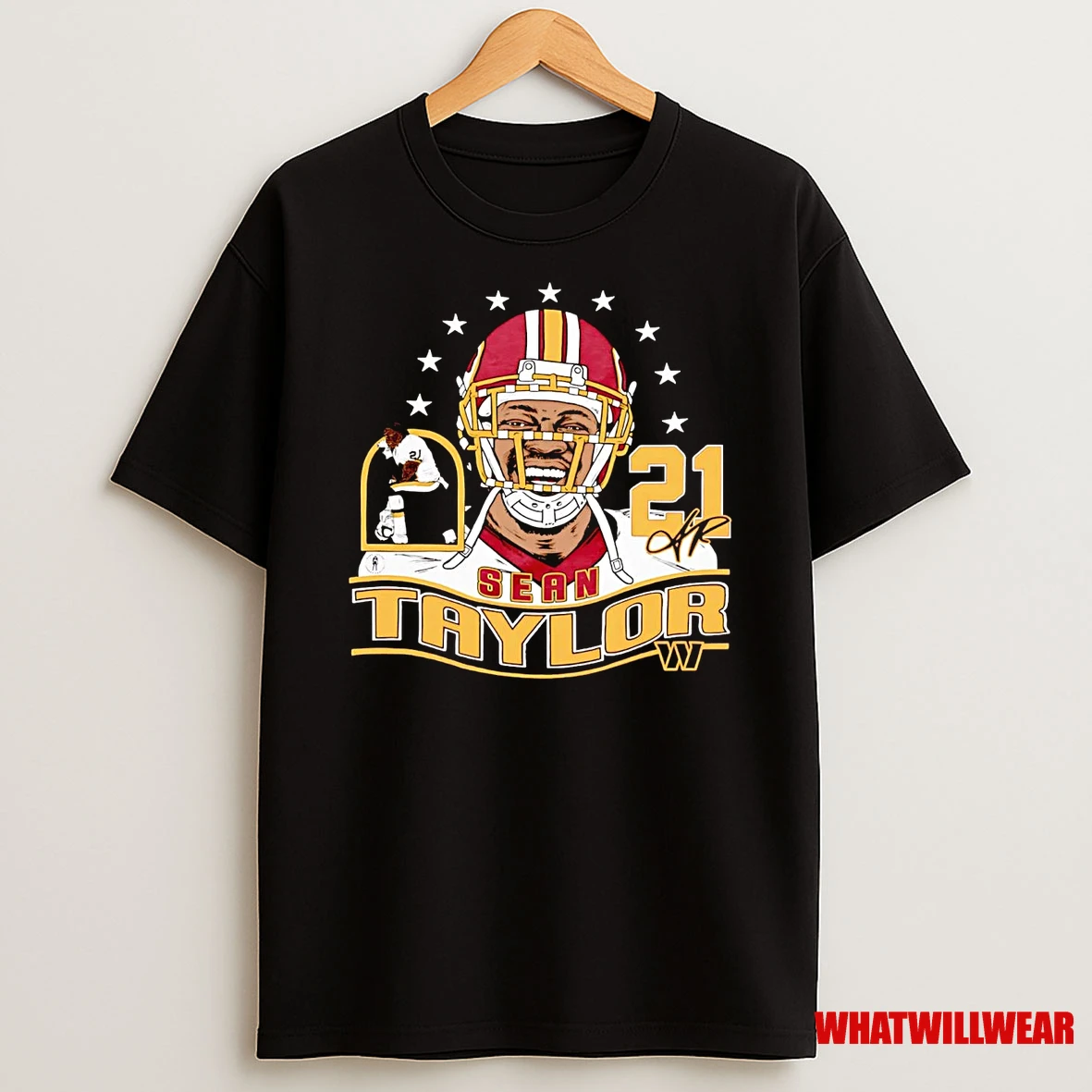 Sean Taylor Caricature Head Signature Washington Commanders Shirts