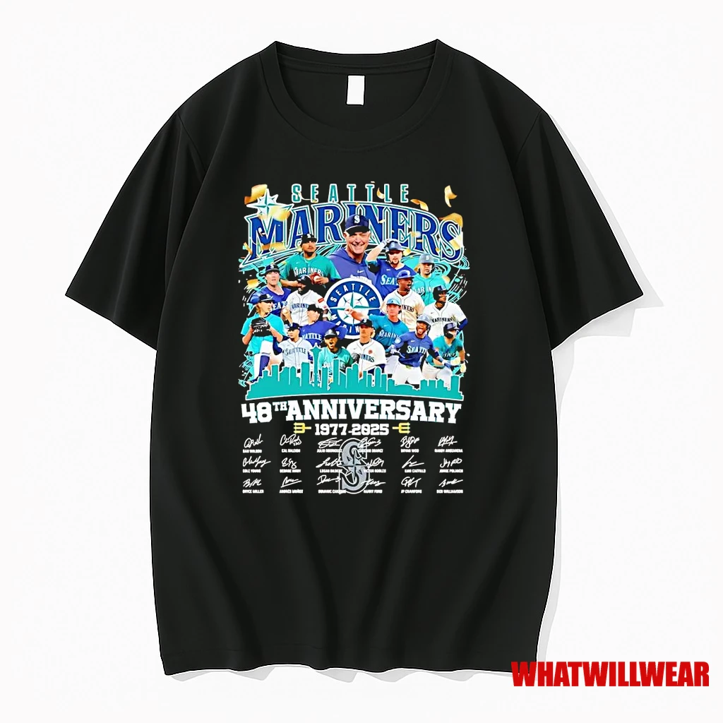 Seattle Mariners 1977 2025 48th Anniversary Signatures Shirts