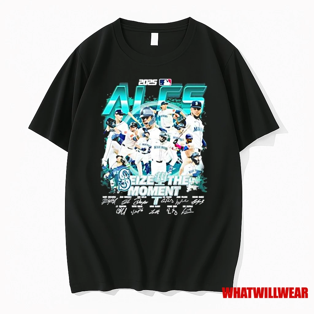 Seattle Mariners 2025 Alcs Seize The Moment Signatures Shirts
