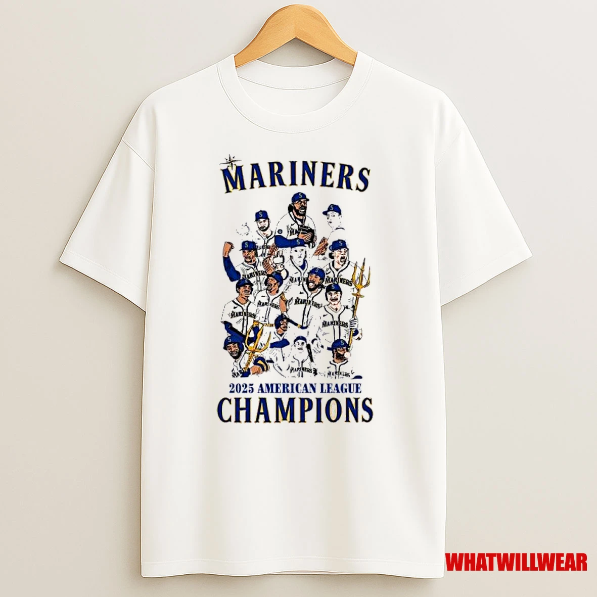 Seattle Mariners 2025 American League Champions Caricature Shirts