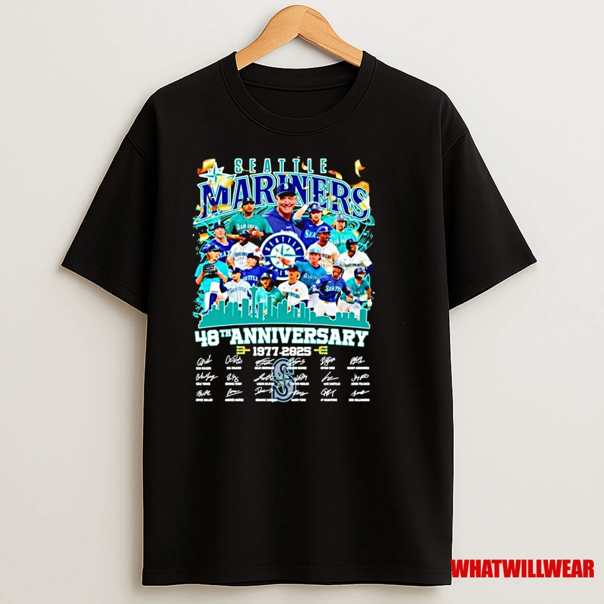 Seattle Mariners 48th Anniversary 1977 2025 Signatures Baseball Shirts