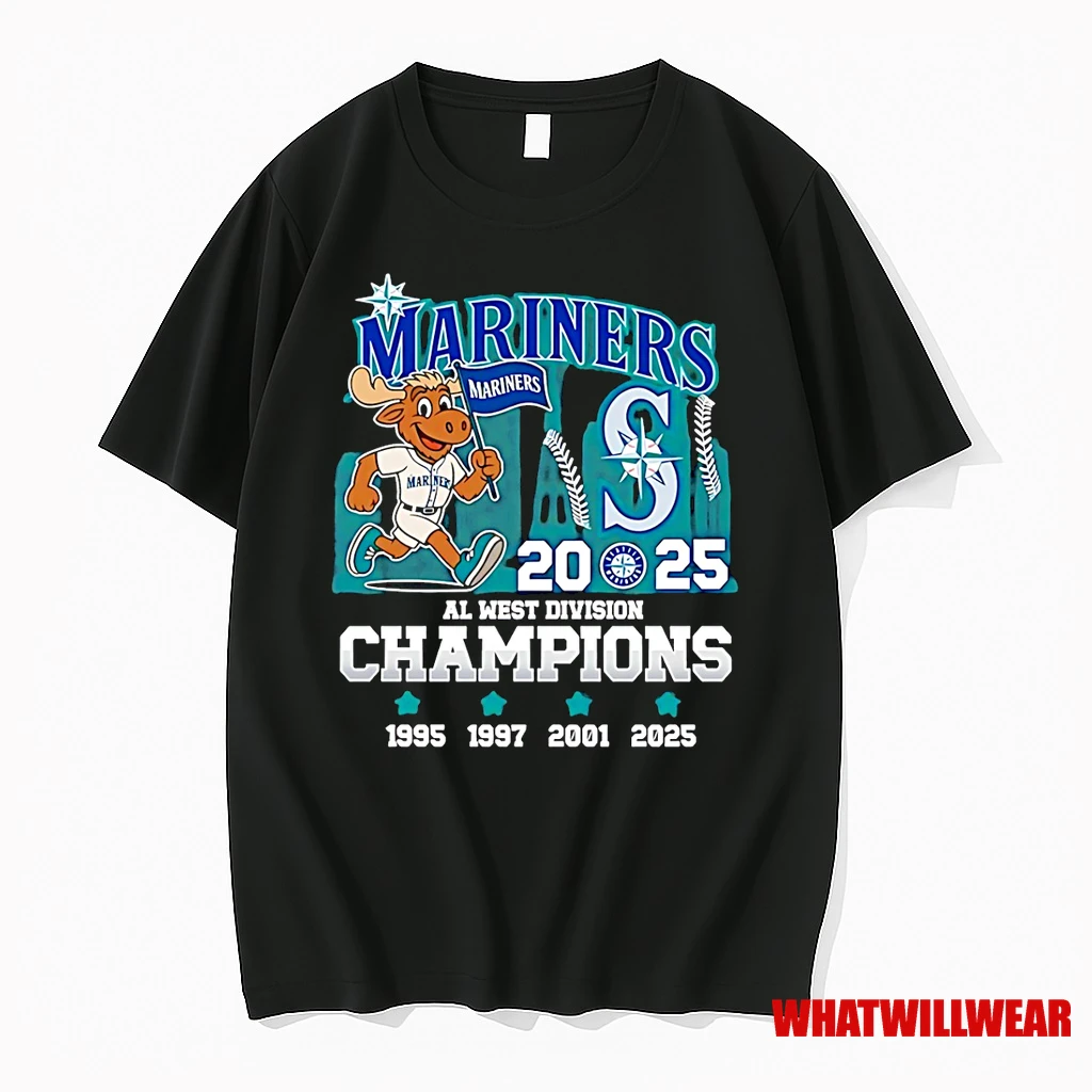 Seattle Mariners Al West Division Champions 1995 1997 2001 2025 Mascot Shirts