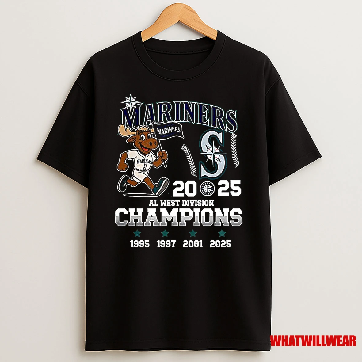 Seattle Mariners Al West Division Champions 2025 Mascot Shirts