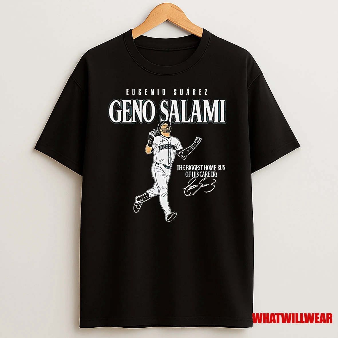 Seattle Mariners Eugenio Suarez Genoa Salami The Biggest Home Run Of His Career Signature Shirts
