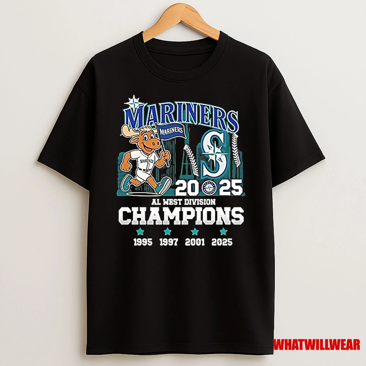 Seattle Mariners Mascot Al West Division Champions 1995 1997 2001 2025 Shirts