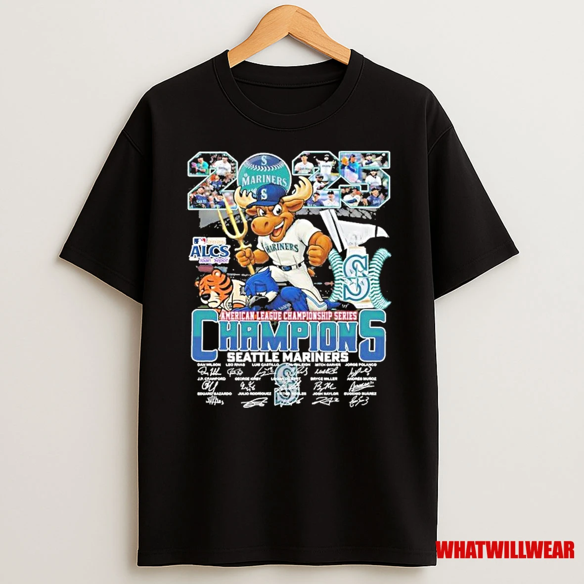 Seattle Mariners Mascot American League Champions 2025 Signatures Shirts