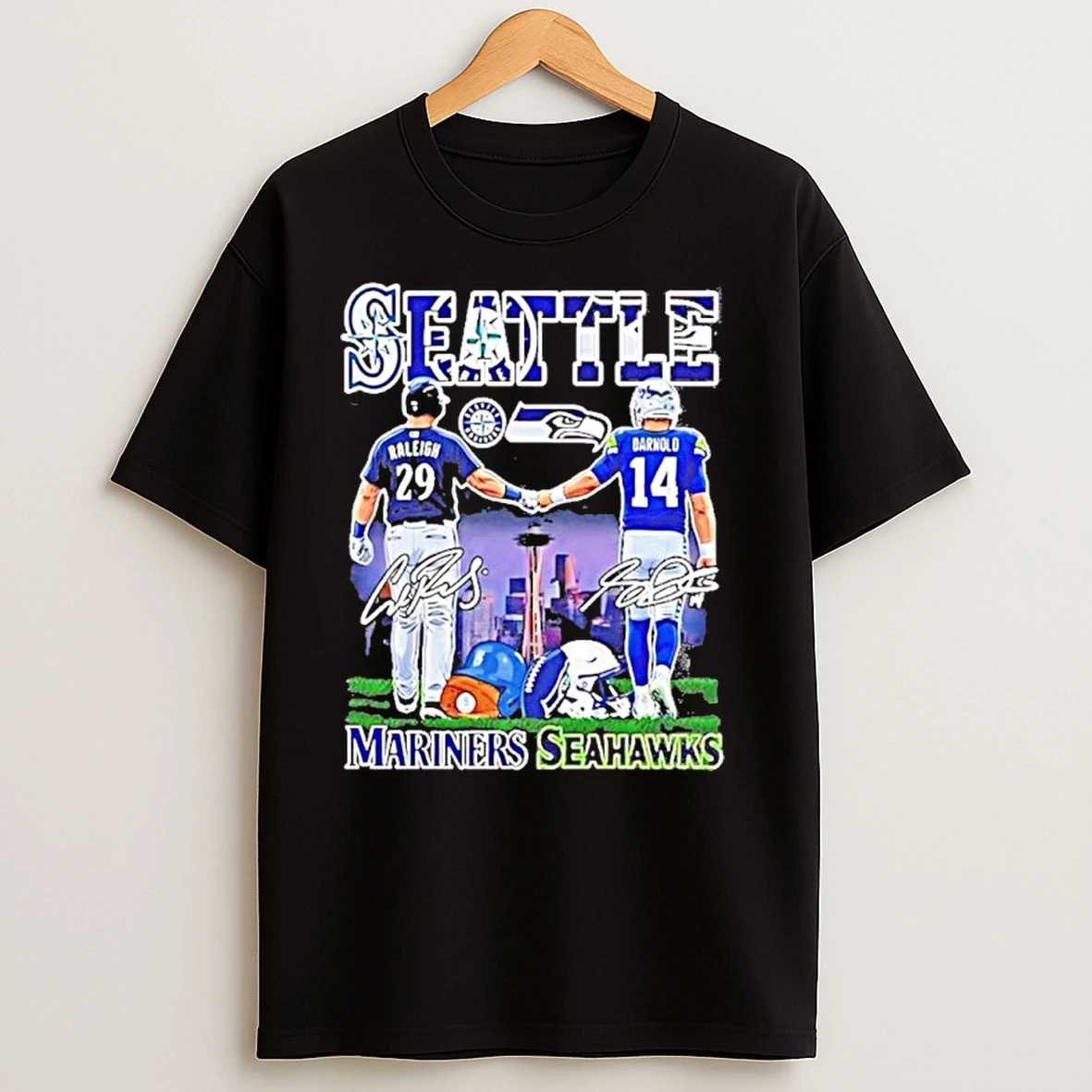 Seattle Mariners Releigh And Seattle Seahawks Darnolo Signatures T Shirts