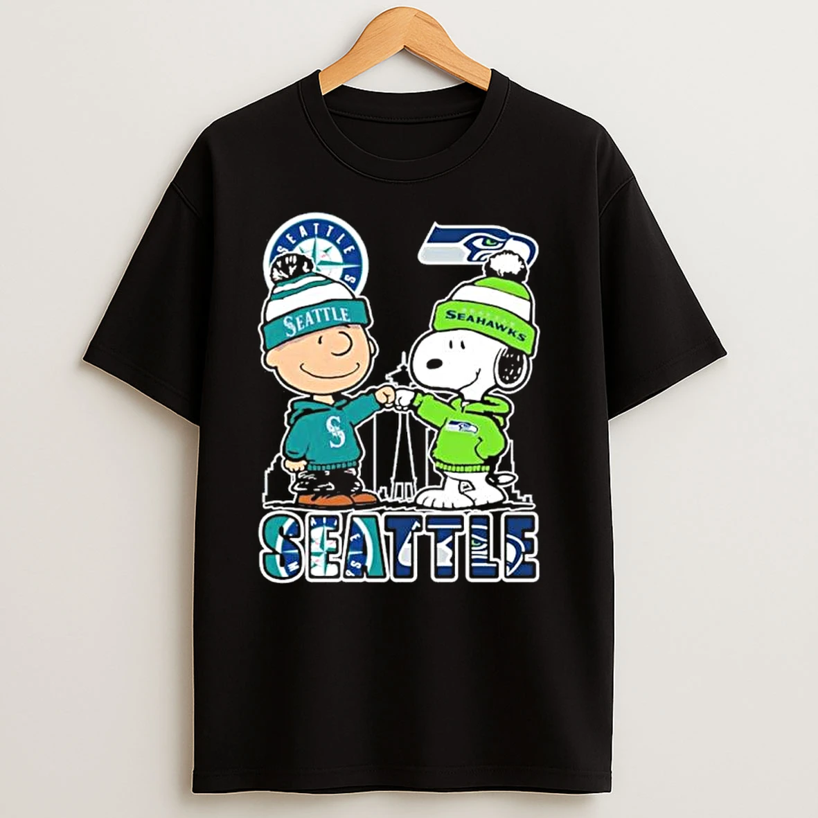 Seattle Mariners Vs Seattle Seahawks The Peanuts Fist Bump T Shirts
