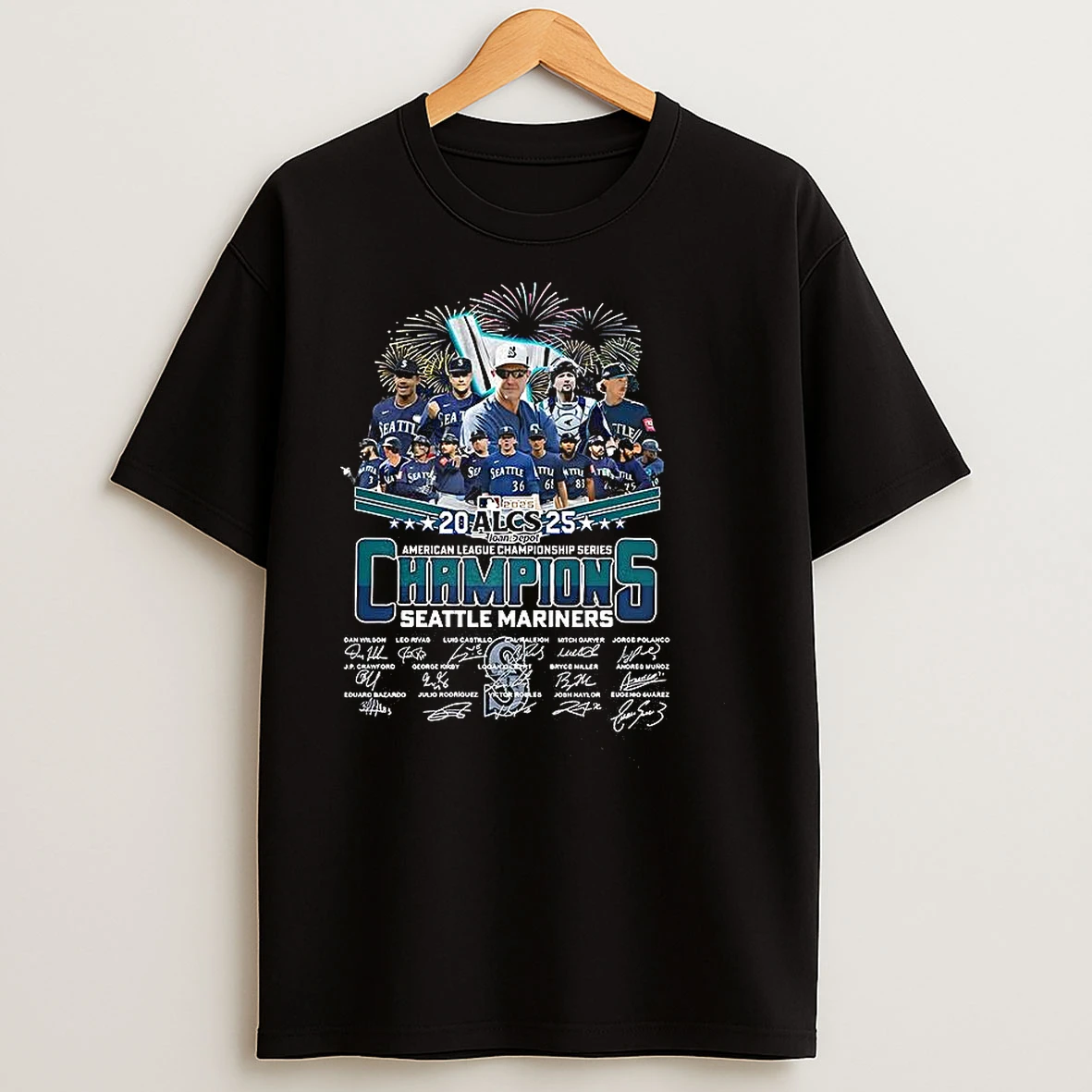 Seattle Mariners Baseball 2025 Alcs Champions Players Signature T Shirts