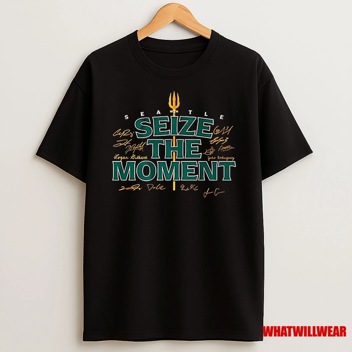 Seattle Mariners Baseball 2025 Seize The Moment Trident Signature Shirts